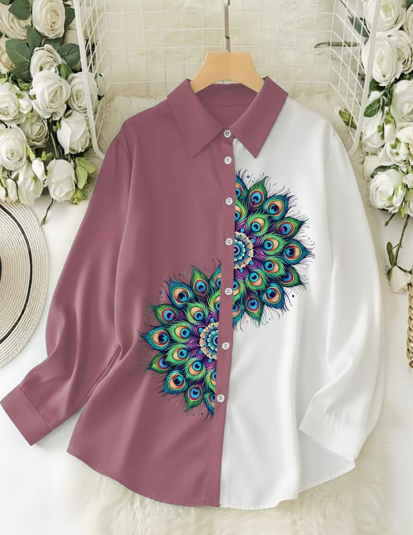 Mayura Feather Shirt - Peach