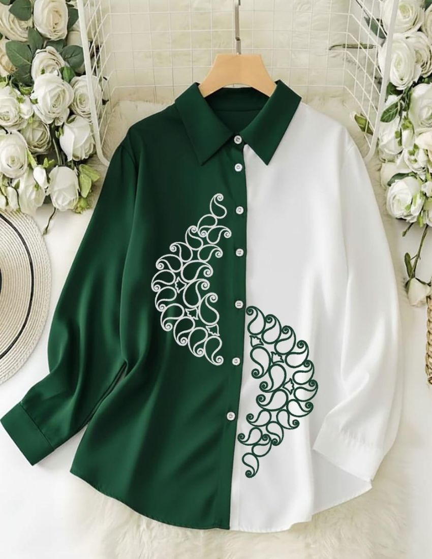 Dual Tone Casual Shirts - Dark Green