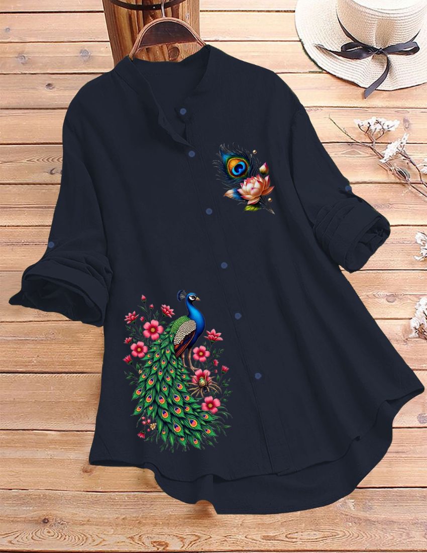 Mayura Print Tunic Top - Blue