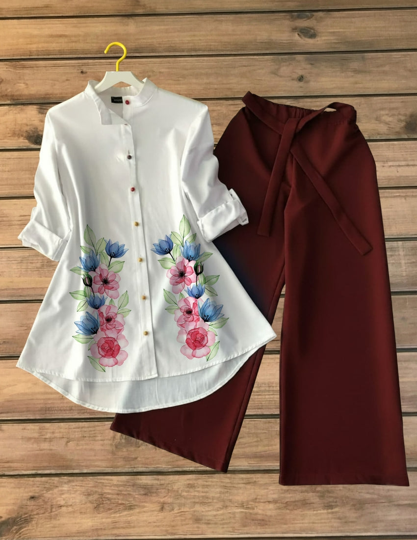 Ivory Petal Chic Maroon Co-Ord