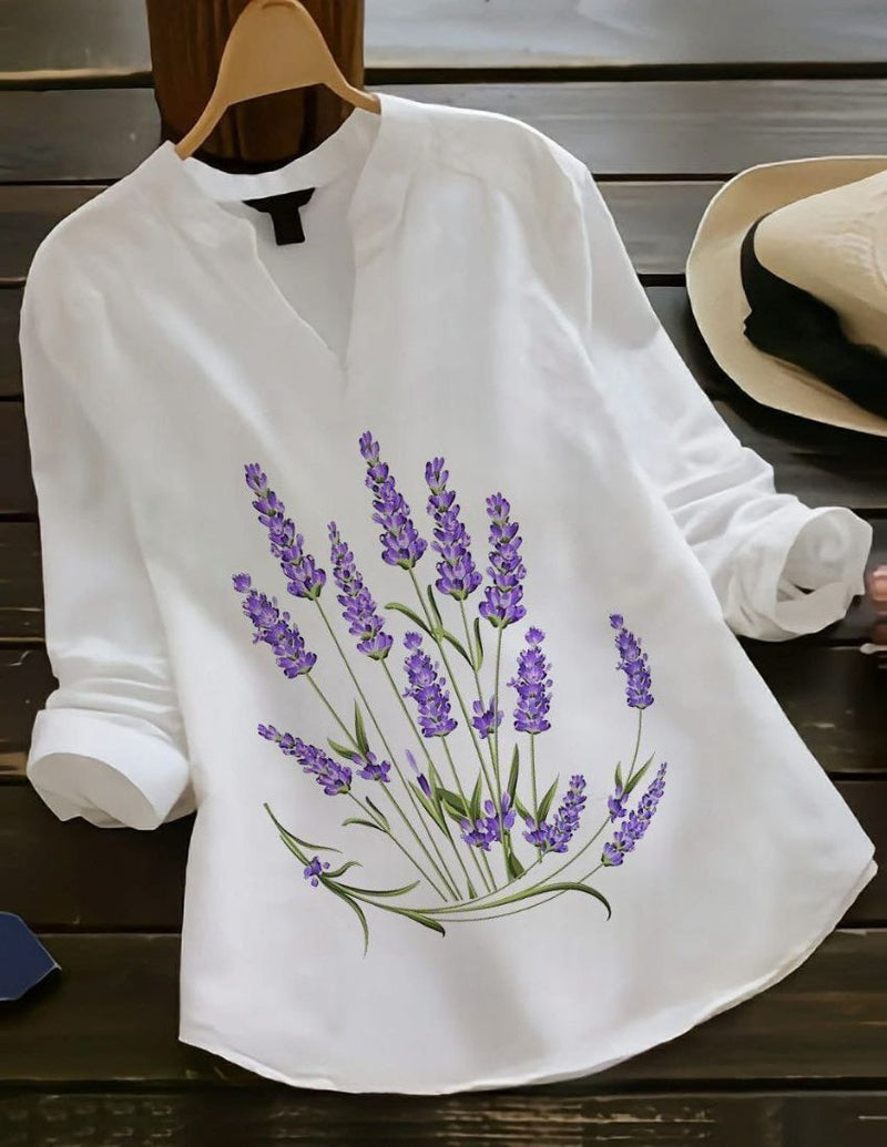 Lavender Flower Printed Rayon Top