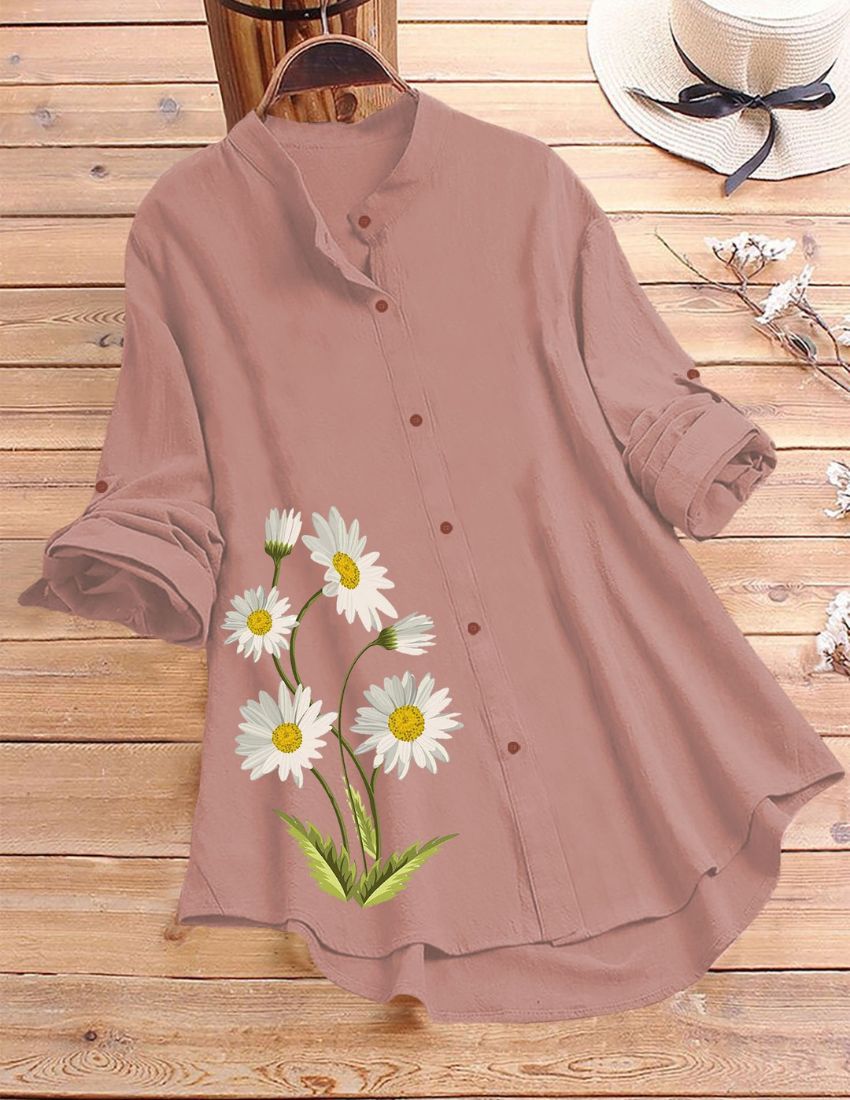 Daisy Bloom Printed Top for Women - Peach