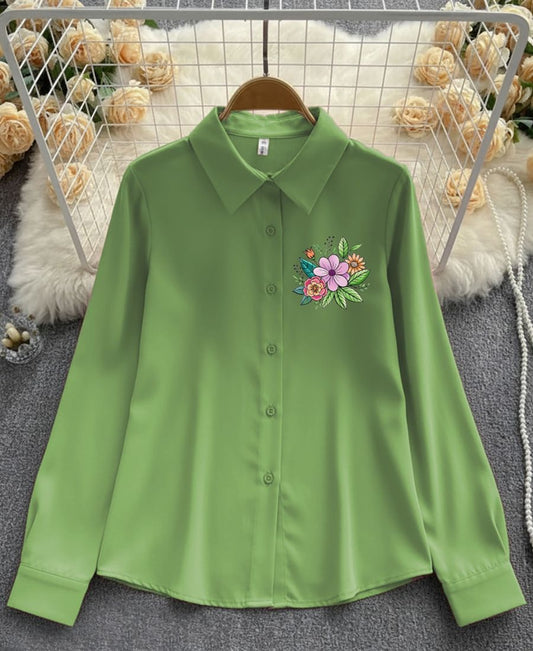 Fresh Blooms on Classic Green Top