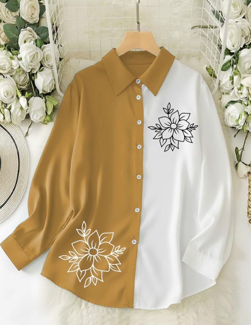 Dual-Tone Floral Shirt - Yellow