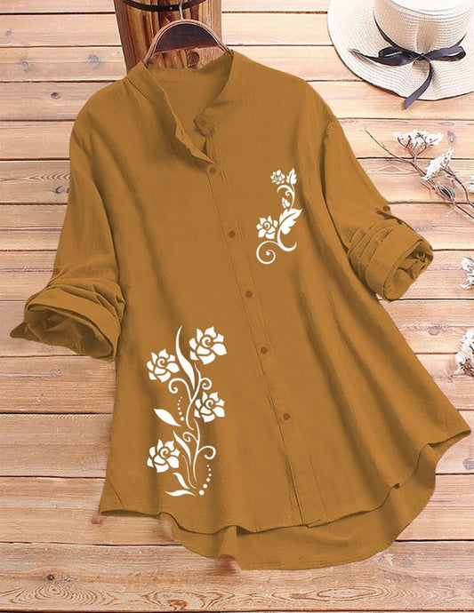 Rose Vine Printed Top - Yellow