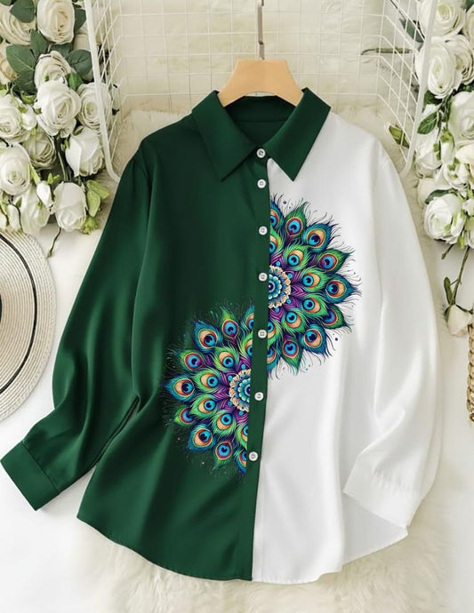 Mayura Feather Shirt - Dark Green