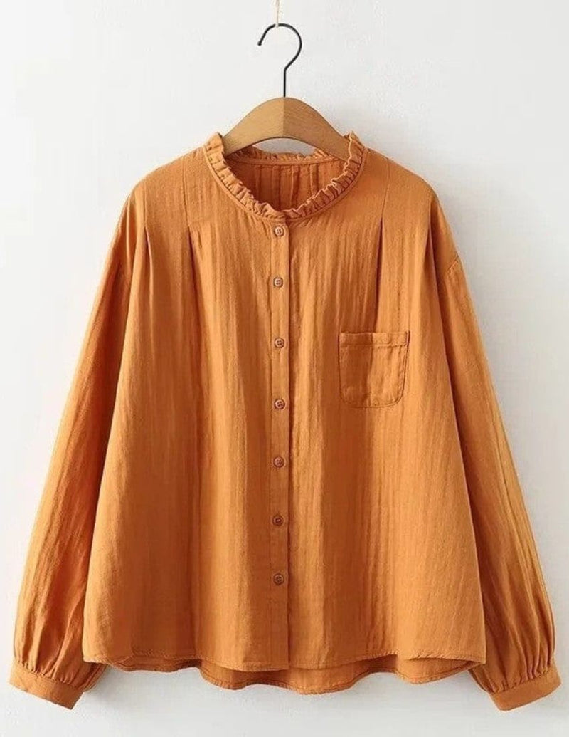 Marmalade Frill Trim Button-Up Plain Top