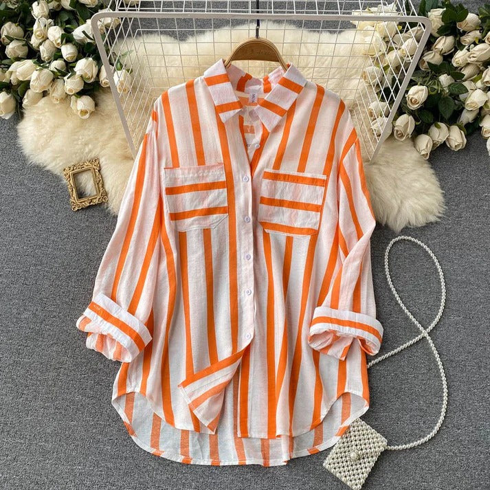 Women Collared Striped Shirt