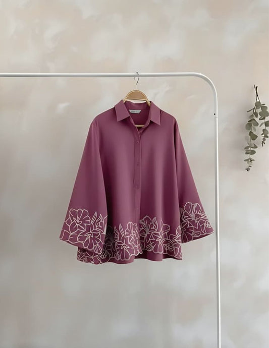 Cherry Pink Floral Embroidery Top