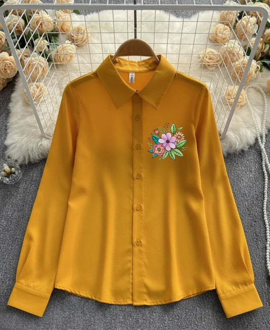 Fresh Blooms on Classic Yellow Top