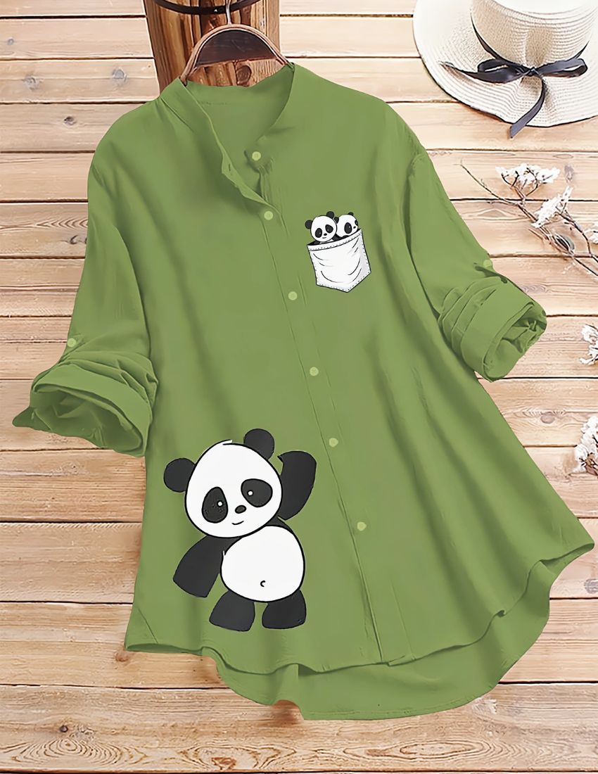 Playful Panda Design Top - Green