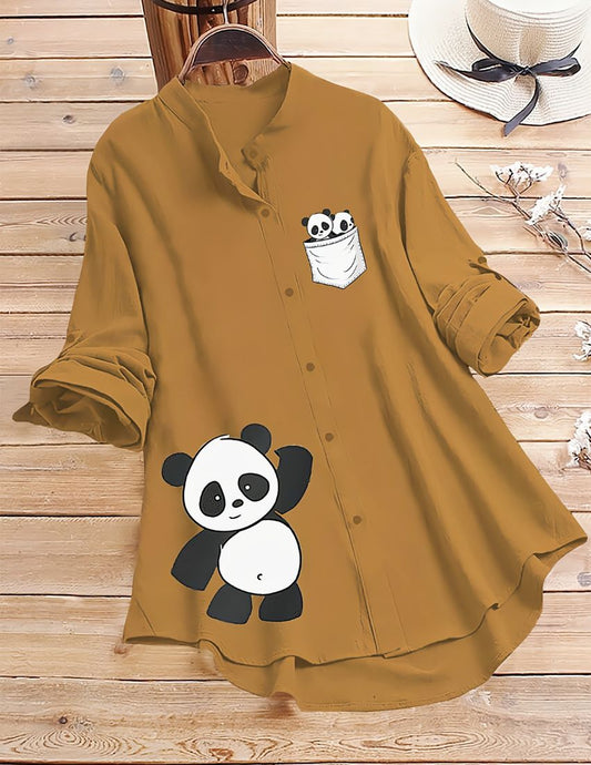 Playful Panda Design Top - Yellow