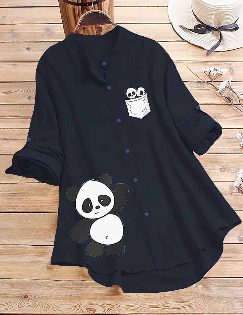 Playful Panda Design Top - Blue