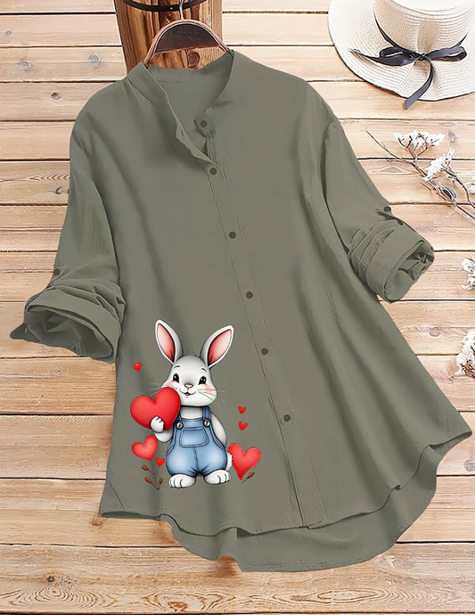 Cute Rabbit Design Top - Grey