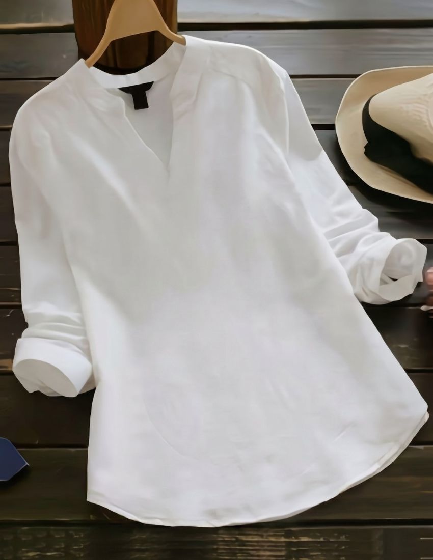 Classic White V-Neck Tunic Top